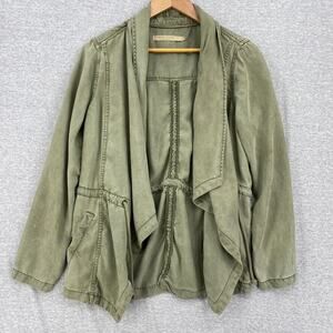 Max Jeans Jacket Women Medium Army Green Military Utility Tencel Drape